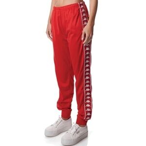 NWT Kappa 222 Banda Wrastoria Track Pants in Red/White